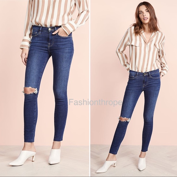 Frame Le Skinny De Jeanne Raw Distressed Jeans - Picture 4 of 10